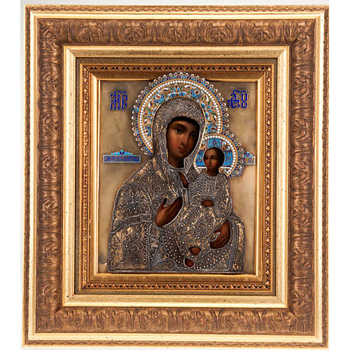 Icono antiguo "Madre de Dios de Smolensk" plata 1