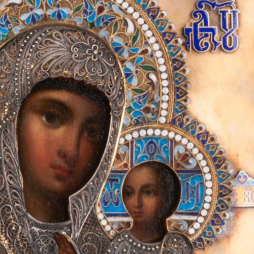 Icono antiguo "Madre de Dios de Smolensk" plata 3