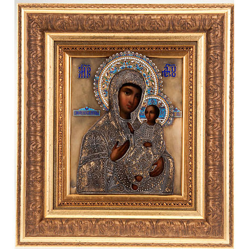 Icona antica "Madre di Dio di Smolensk" riza argento 1