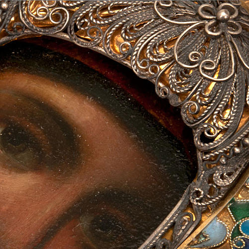 Icona antica "Madre di Dio di Smolensk" riza argento 6