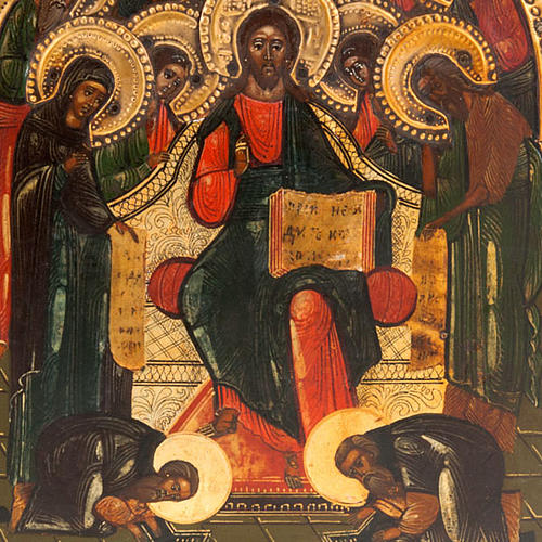 Icône ancienne Christ sur trône avec Deesis 3