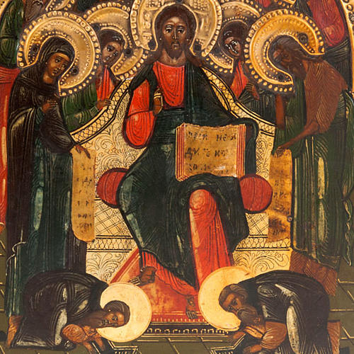 Icona antica Cristo in trono con Deesis (supplica) 3