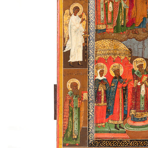 Icona antica Pokrov "Protezione della madre di Dio" 5