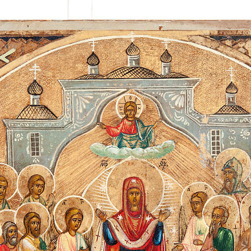 Ancient icon of Pokrov 'Protection of the Mother of God&#03 4