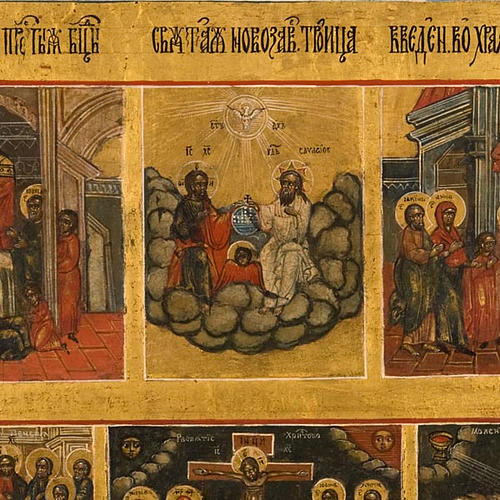Icona russa antica "sedici feste e passione" 2