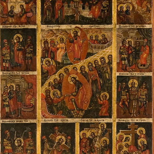 Icona russa antica "sedici feste e passione" 3