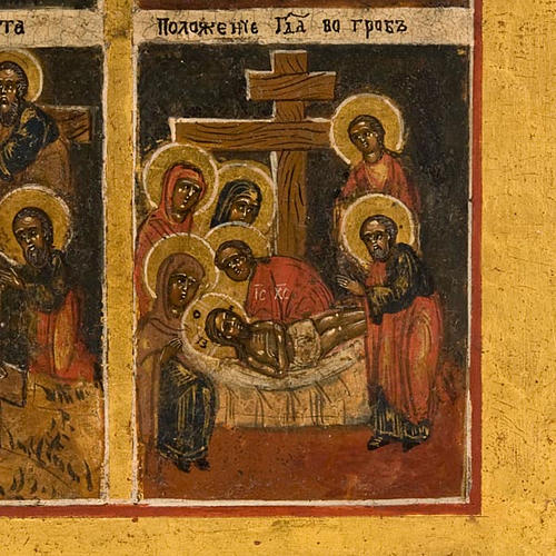 Icona russa antica "sedici feste e passione" 5