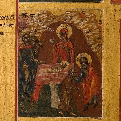 Icona russa antica "sedici feste e passione" 8