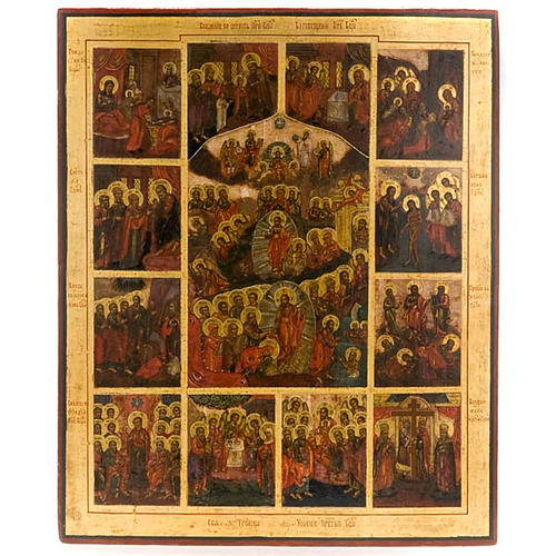 Ikona rosyjska antyk 'dwanaście świąt roku liturgicznego' 1