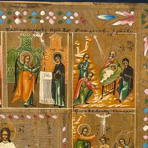 Icône ancienne russe,les douze fêtes et résur 3