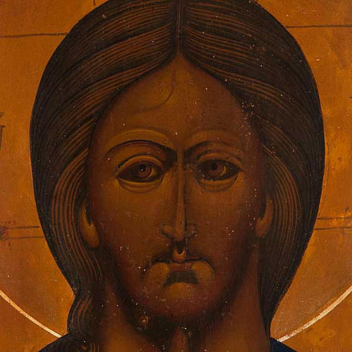 Icona antica "Cristo Pantocratore" riza bronzo asportabile 4