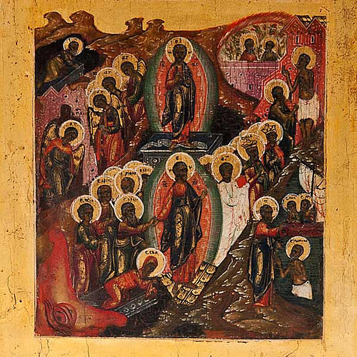 Antique Russian icon, Sixteen Great Feasts, Mstjora XIX century 2