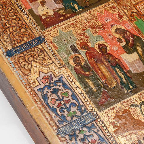 Icona antica russa "Le 12 grandi feste anno liturgico" XVIII sec 3