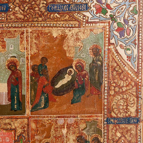 Icona antica russa "Le 12 grandi feste anno liturgico" XVIII sec 4
