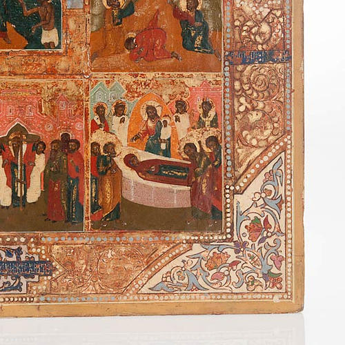 Icona antica russa "Le 12 grandi feste anno liturgico" XVIII sec 5