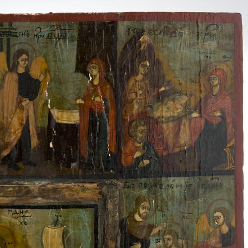 Icono antiguo "doce grandes fiestas" Mstjora XIX sig 2