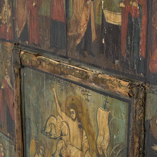 Icona antica "Dodici grandi feste" Mstjora XIX secolo 7
