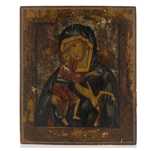 Icône ancienne Vierge de la Tendresse Vladimir XIX siècle 1