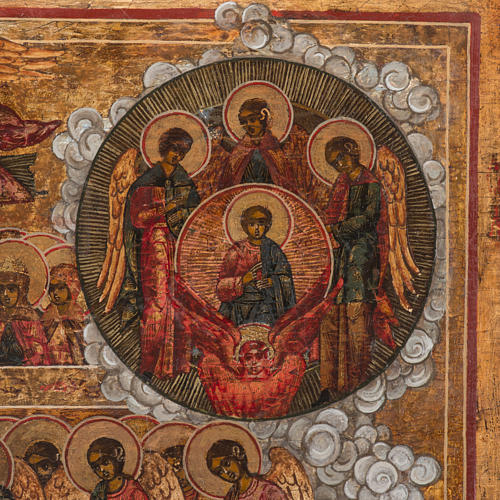 Icona antica Russia "Giudizio Universale" metà XIX sec. 5