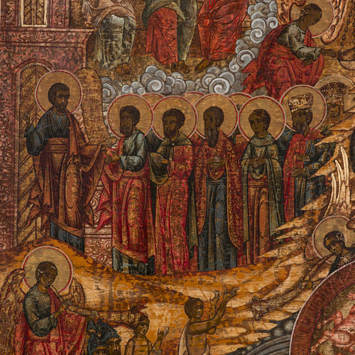 Icona antica Russia "Giudizio Universale" metà XIX sec. 6