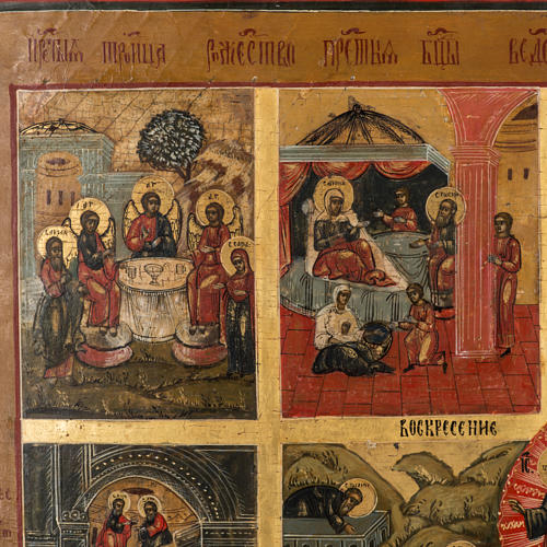 Antique Russian icon of the Twelve Great Feasts 19th century 2