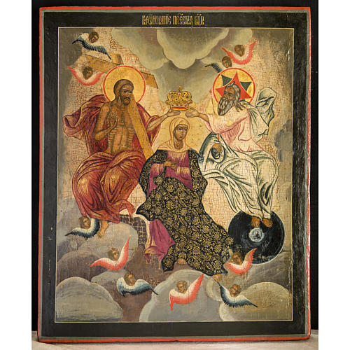 Icona russa antica "Incoronazione della Madre di Dio" 1