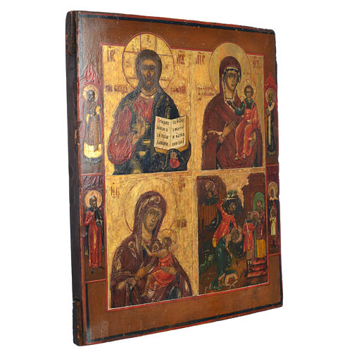 Icona russa antica quadripartita XIX secolo 2