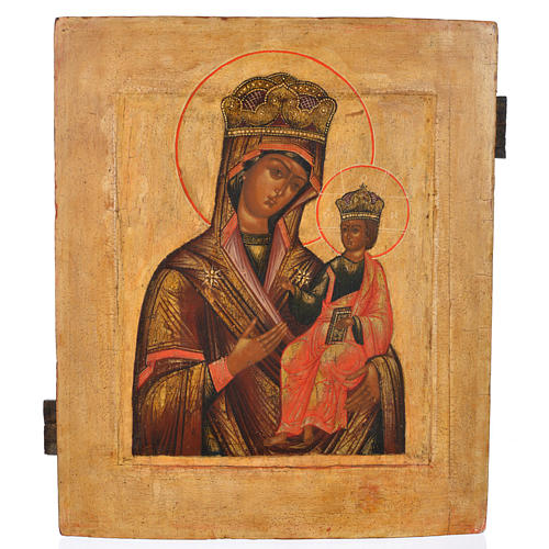 Antique Russian icon, Our Lady Odighitra XVIII century 1