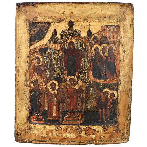 Icona russa antica Pokrov XVII secolo 1