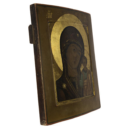 Icône russe ancienne Sainte Vierge de Kazan XIX siècle 5