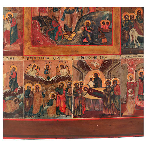 Antique Russian icon, Twelve Great Feasts 69x53cm XIX century 5