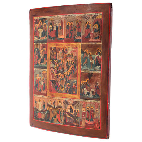 Icono Antiguo Rusia 12 Grandes Fiestas 69x53 cm XIX siglo 7
