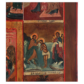 Icona antica russa 12 grandi feste 69x53 cm XIX sec