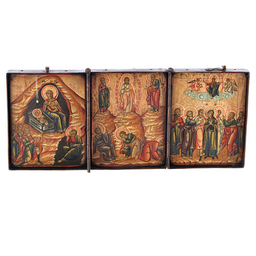 Alte Reise-Trilogie von Ikonen 19. Jh. 2