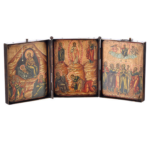 Trittico da viaggio russo antico XIX secolo 1