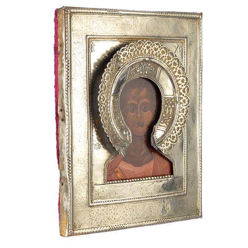 Icona russa antica Cristo Emmanuele 1874 riza argento 2