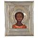 Icona russa antica Cristo Emmanuele 1874 riza argento s1