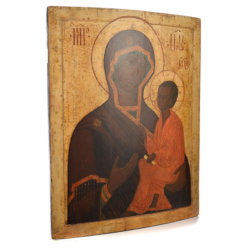 Icono Ruso antiguo Madre de Dios de Tichvin XVII siglo 2