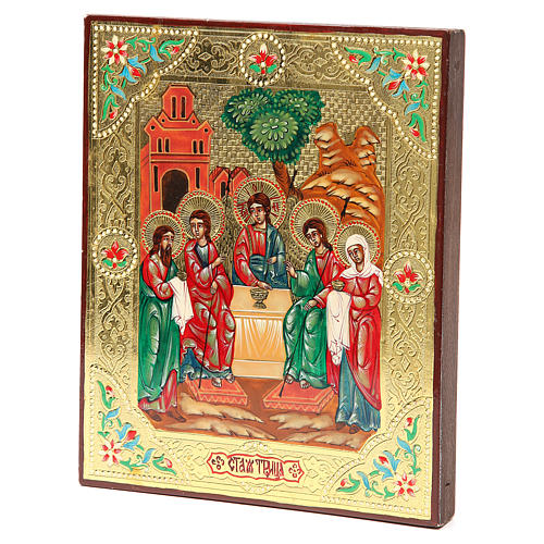 Icono antiguo ruso Santísima Trinidad XX siglo Restaurada 24 x 20 cm 2
