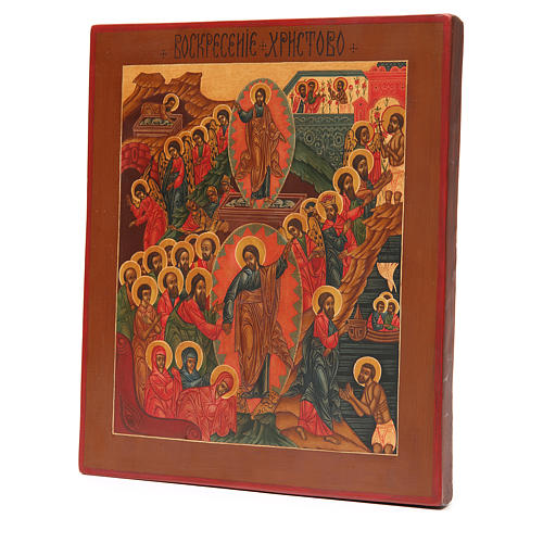 Icône ancienne russe Résurrection Christ XX siècle restaurée 2