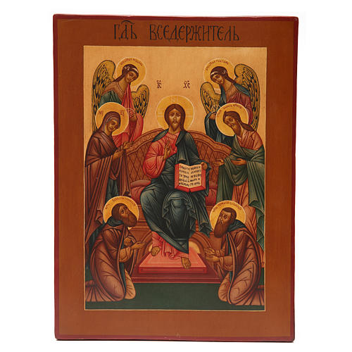 Christ Pantocrator antique Russian icon, restored XIX century 1