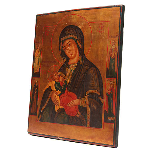 Ikona rosyjska antyk Matka Boża Karmiąca Mlekiem Odrestaurowana XX wiek 2