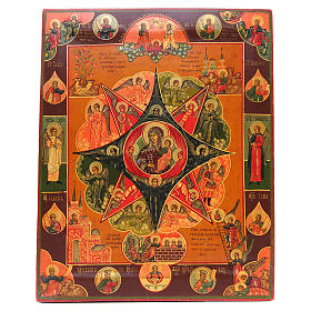 Icone Russe dipinte su tavola antica: Icona antica russa Roveto Ardente Restaurata XIX secolo