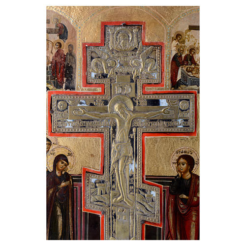 Crucifixion antique Russian icon 35x30cm 2