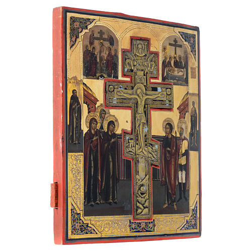Ícone antigo russo Crucificação (Estauroteca) 35x30 cm 3