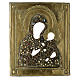 Icona russa antica Madonna di Tichvin 35x30 cm s3