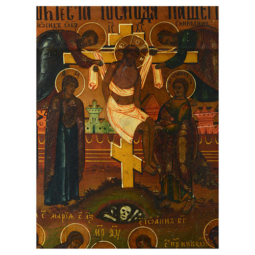 Alte russische Ikone "Kreuzabnahme" und "Grablegung Christi" 2