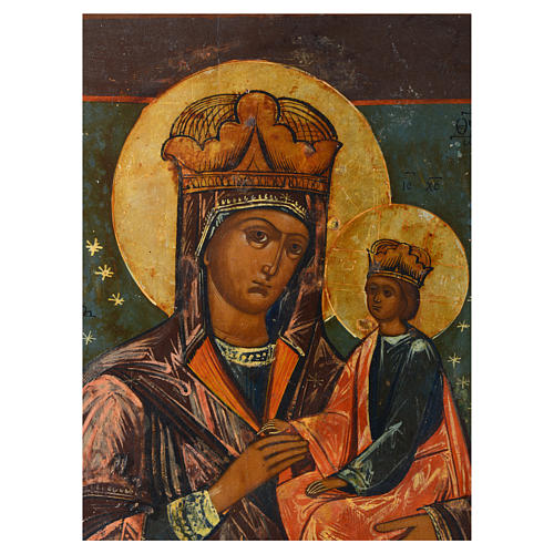 Mother of God the Surety of Sinners antique icon 30x25cm mid 1800 2