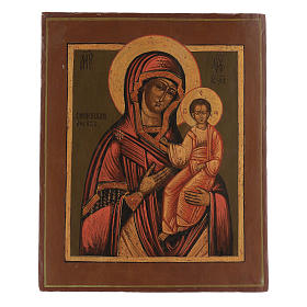 Icone Russe dipinte su tavola antica: Icona antica restaurata Madonna di Smolensk 35x25 cm Russia