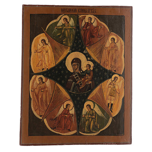 Ancient Russian icon of the Burning Bush, restored 40x35 cm 1